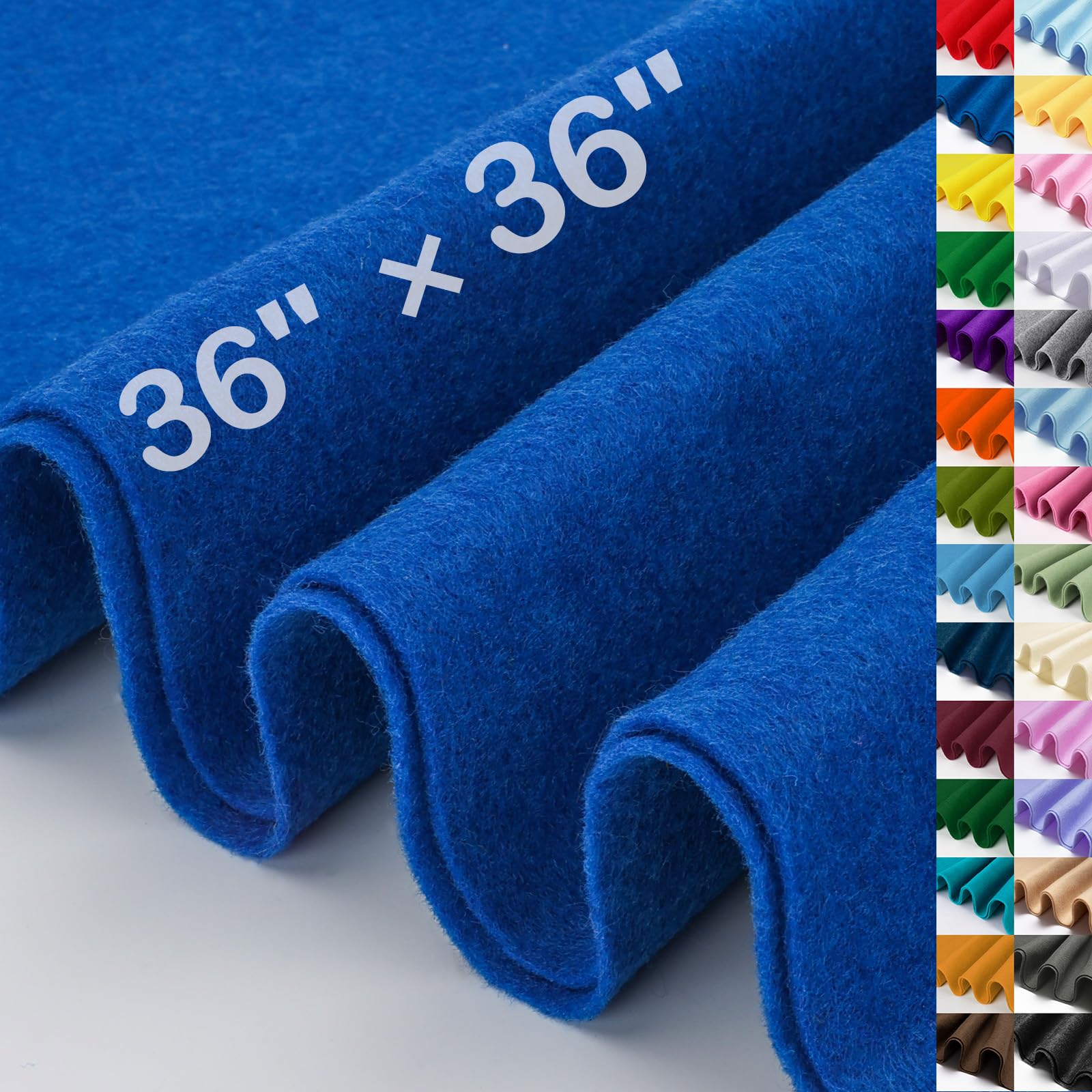 XSEINO Royal Blue Large Felt Fabric 36" X 36 "(1 Square Yard), 1.4 mm Thick Soft Felt Fabric Sheet for Crafts, Blue Series Colors Soft Nonwoven Fabric, Fit for Decoration, Sewing, DIY Crafts