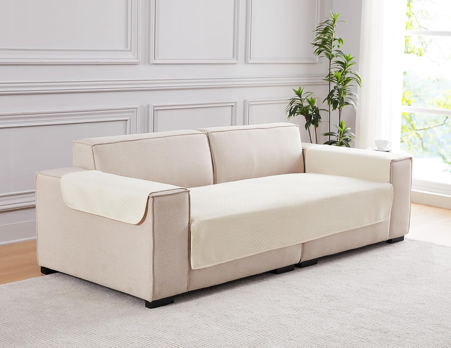 Couch Covers Washable Sofa Covers, Anti-Slip Pet Couch Cover for Dogs Washable, Furniture Protector and Pet Blanket for Couches. (Cream White, 58x82 inch 1pcs)