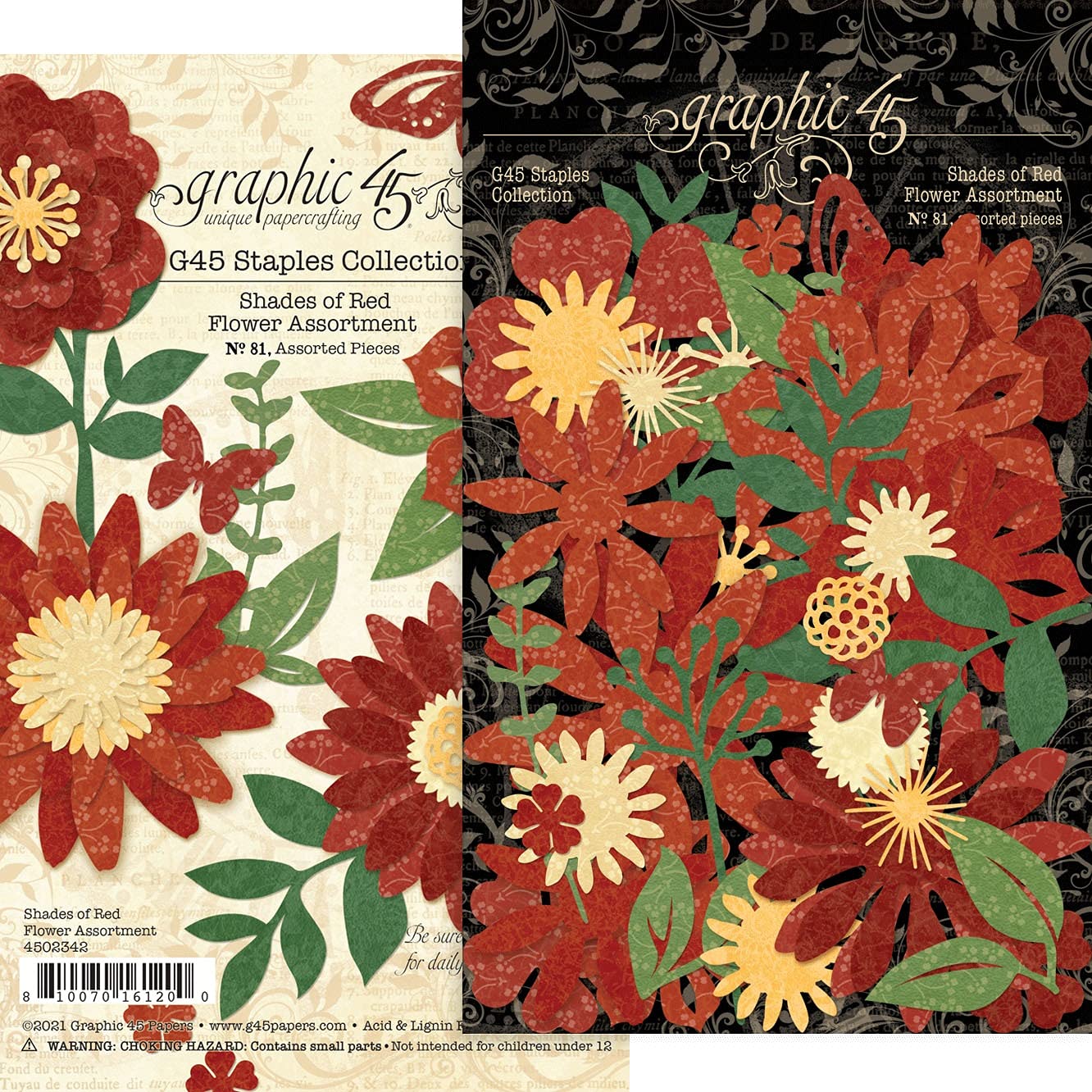 Graphic 45Staples Flower Assortment-Shades of Red, Multi-Colored