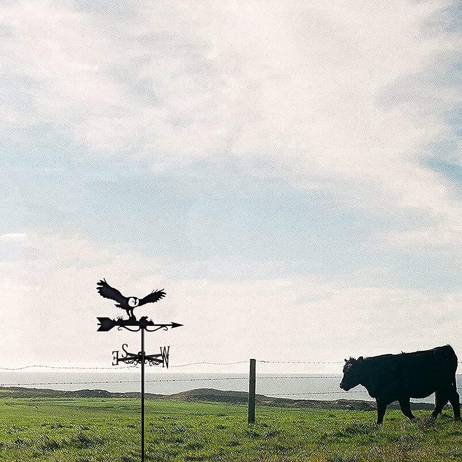 ウェザーベーン クリエイティブ ウェザーベーン 動物 フクロウ 装飾 風向ベーン ステンレススチール 丈夫 ウェザーベーン アウトド