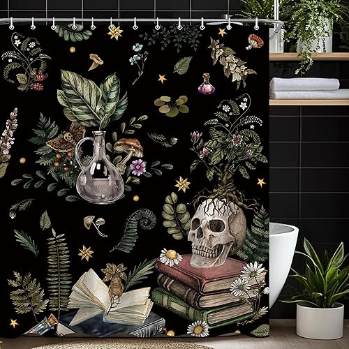 Vintage Gothic Skull Shower Curtain Sets for Bathroom 60Wx72H Retro