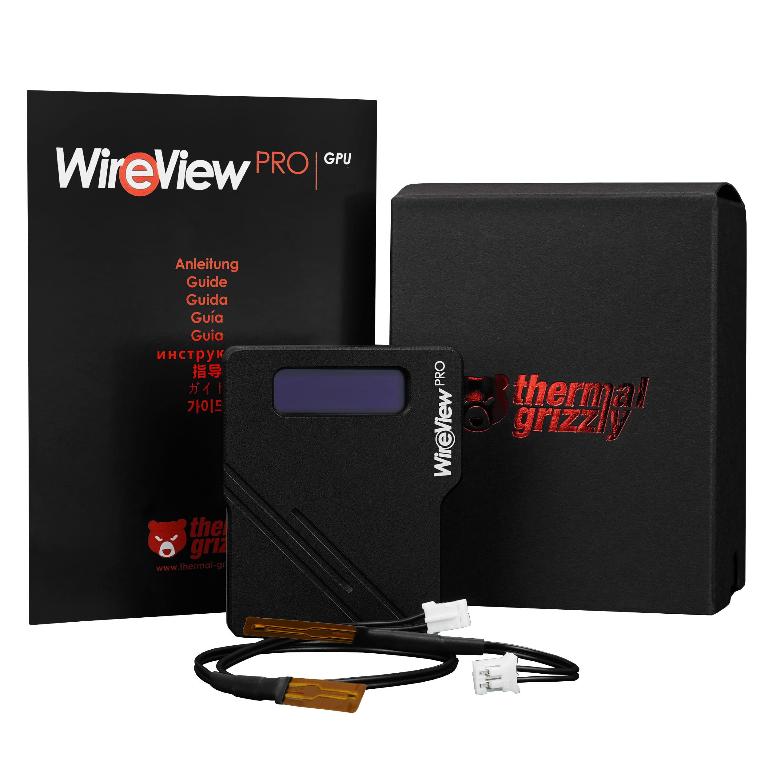 Thermal Grizzly WireView Pro GPU 90° - 1x12VHPWR 90° Normal - Zaawansowany miernik wydajności dla kart graficznych - Wyświetlacz OLED - Czujniki temperatury - Narzędzie monitorujące - Wyprodukowane w