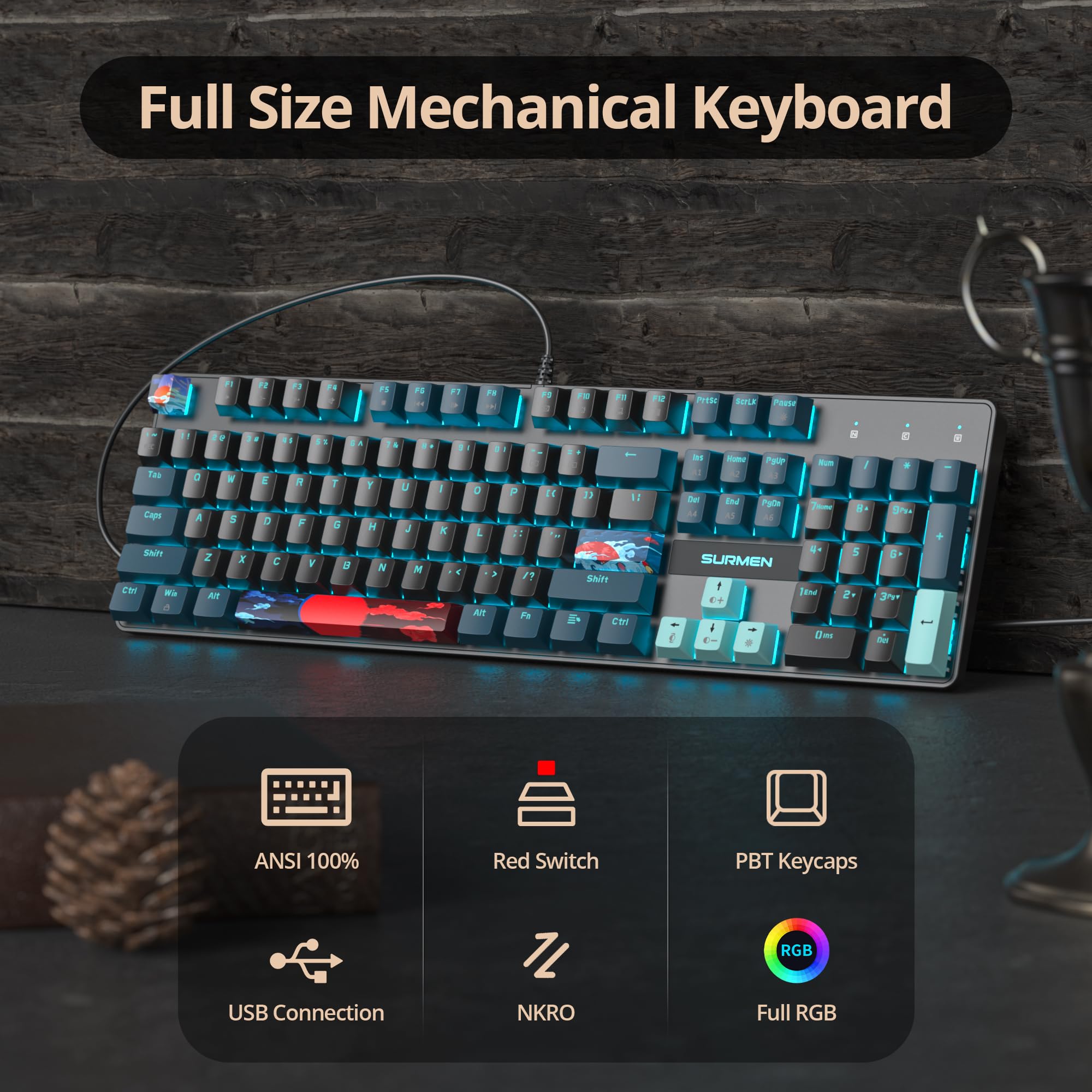 SOLIDEE 100% Mechanical Gaming Keyboard, US Layout