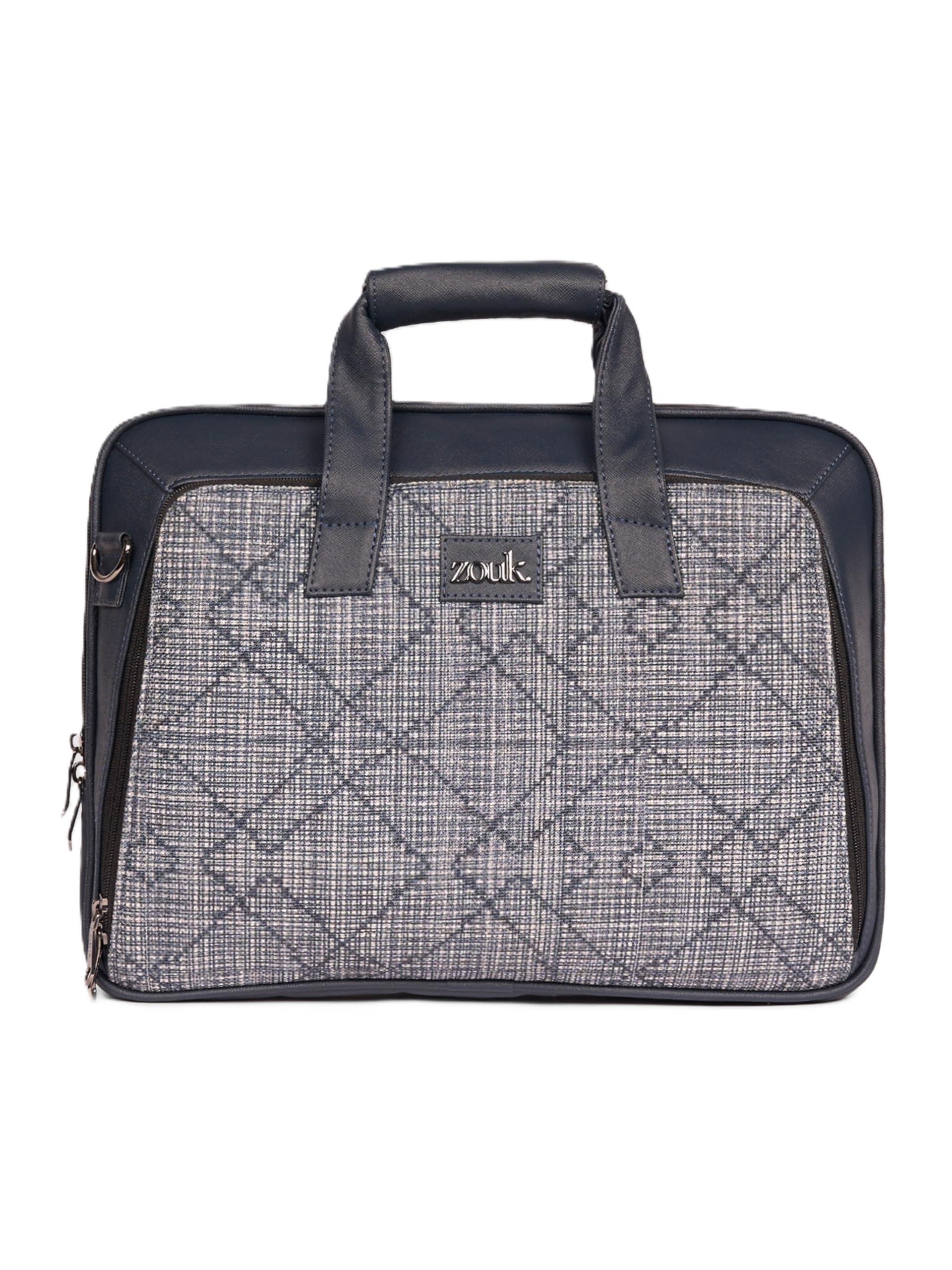 Blue Executive Laptop Bag for Men | Vegan Leather Office Briefcase with Padded 15.6 Inch Laptop Compartment, Shoulder Strap & Trolley Sleeve | Water-Resistant Work & Travel Bag |-image-30