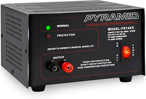 Pyramid Universal Compact Bench Power Supply- 12 Amp Linear Regulated Home Lab Bench-top AC-to-Dc 12V Converter w/ 13.8V Dc 115V AC 270W Power