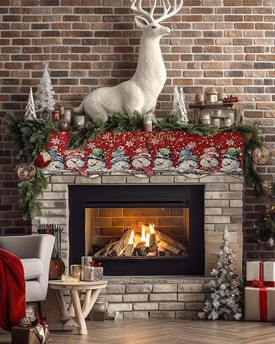 Miniatura 8 de Snowflake Tree Fireplace Mantel Scarf Table Runner,Winter Garland Mantel Top Tablerunners Dresser Scarves Cover Decorations for Windows Party Living