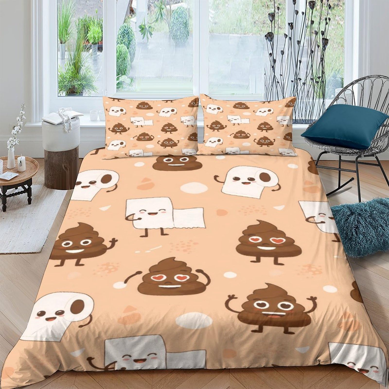 Ctjqhvkz Style-9 3D Printed Cartoon Poop Emoji Fitted Sheet Microfiber Soft Non-Slip Funny Toilet Paper Mattress Cover For Bedroom Dorm Room Decor Single（135X200cm）