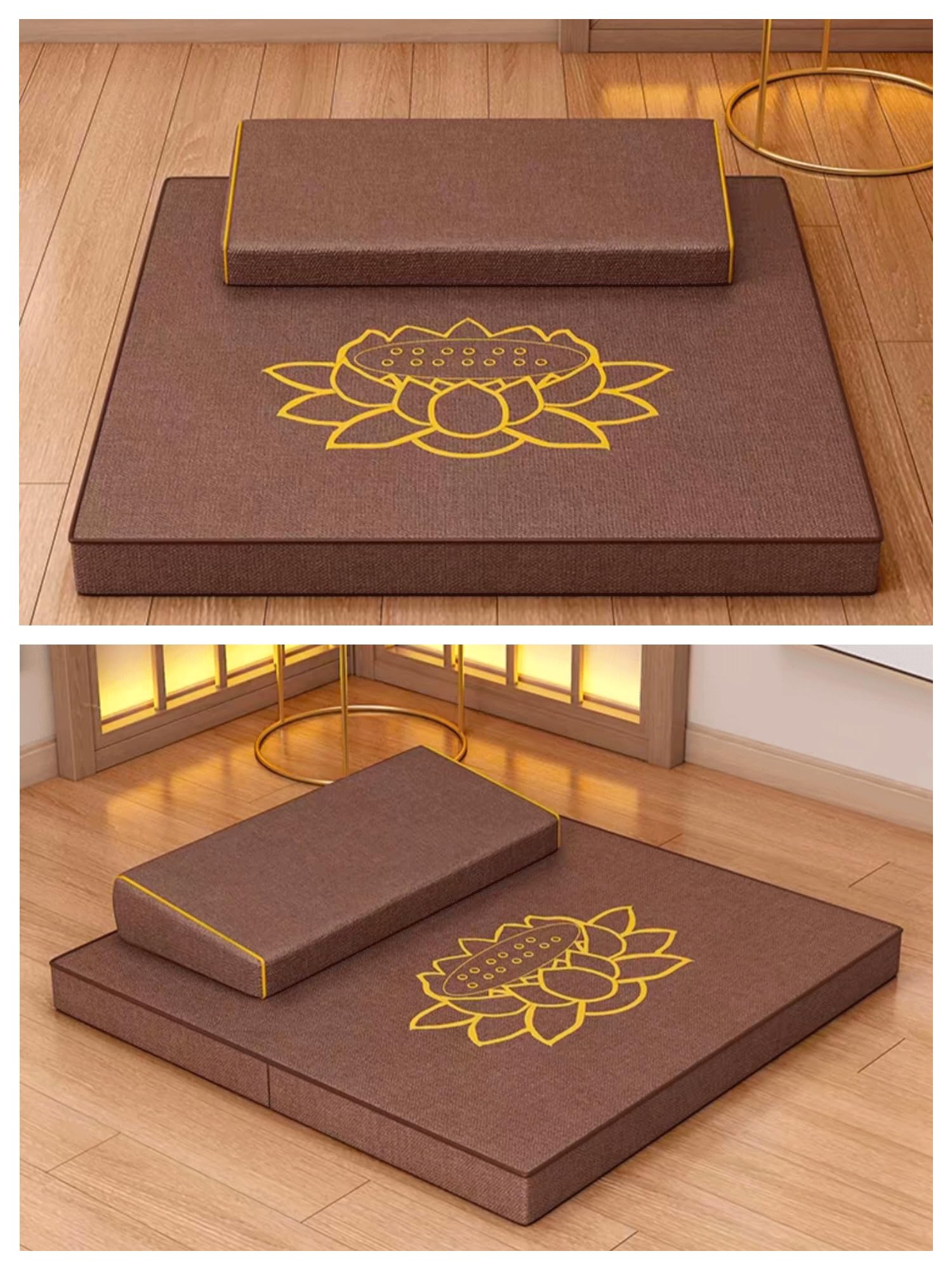 Grandi Tappeti di Meditazione, Tappetini di Meditazione di Meditazione, Futon, Pieghevole per La Casa, Tessuti Addensati, Palma da Cocco, Tappeti in Gi(Size:60x60cm(24x24inch),Color:Nero)