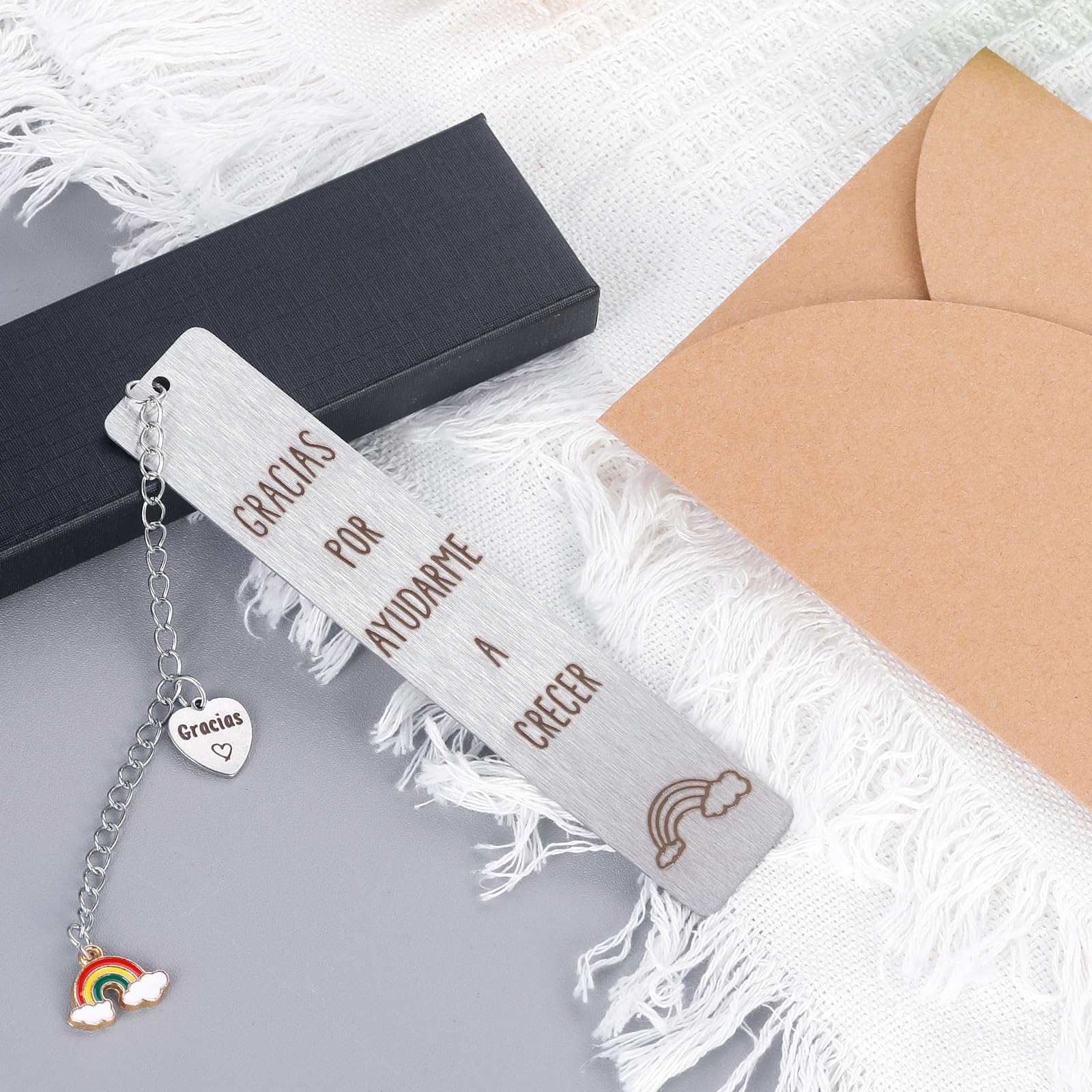 Elegante Marcapáginas en Español 13 x 2.6 cm - Regalo Ideal para Maestros, Colegas y Seres Queridos con Caja de Regalo