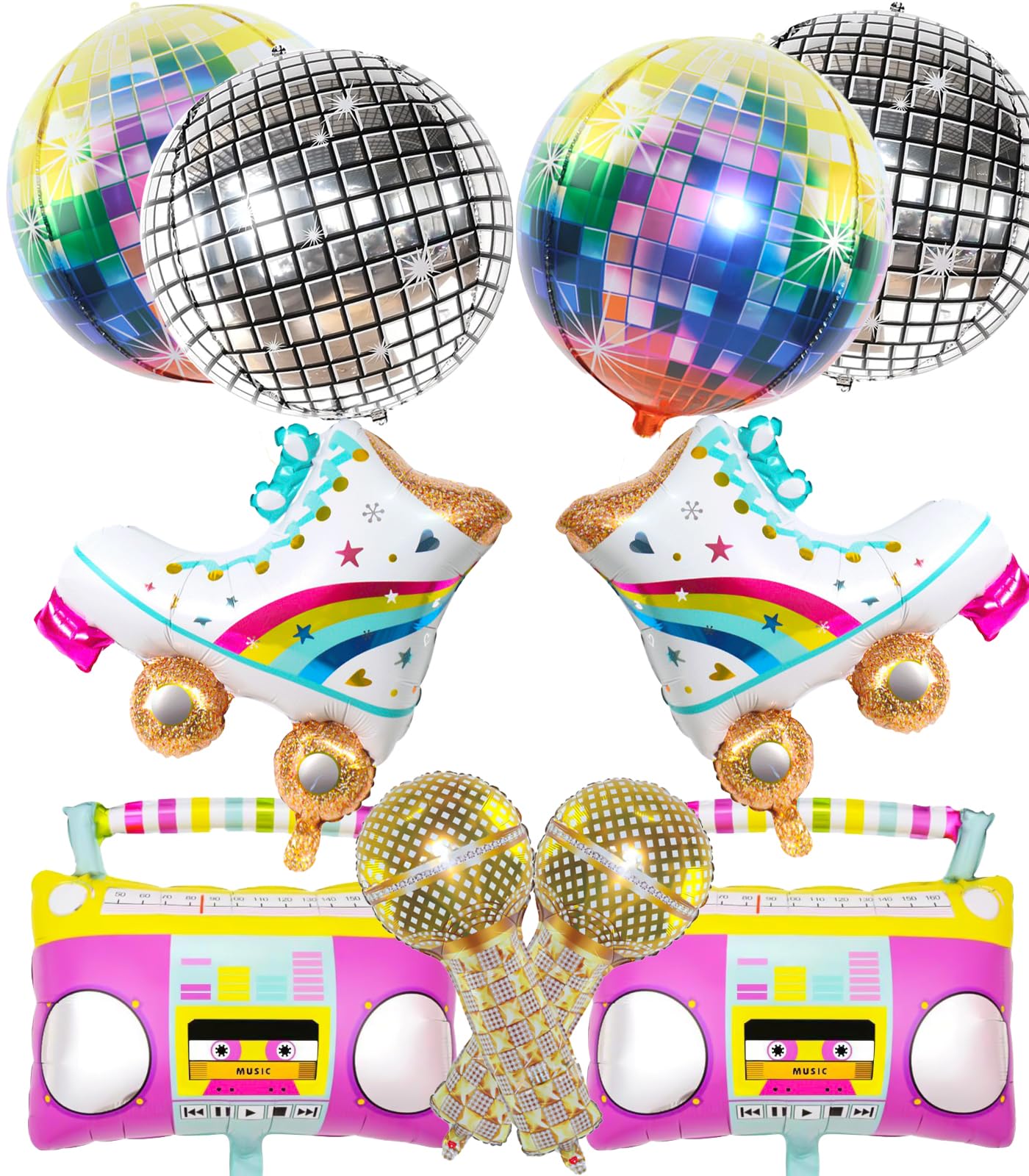 80er/90er Jahre Party Ballons – 8-teiliges Set Mit Retro-Motiven Für Themenpartys