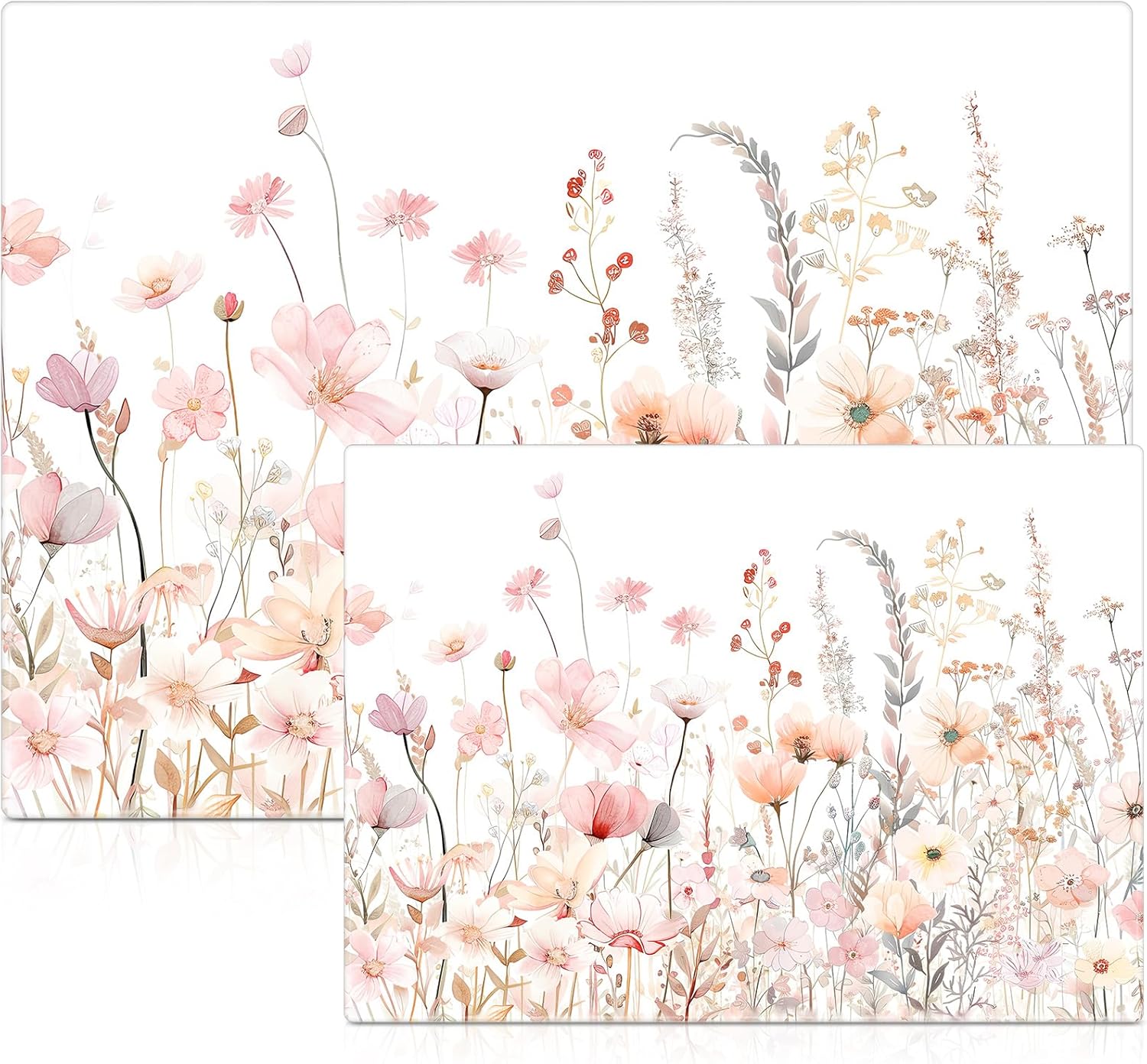 LemonRoad 2 Pcs Tempered Glass Cutting Board for Kitchen Counter, Flower Butterfly Decorative Cutting Board, Heat Resistant, with Anti-slip Feet, Large and Small 12''x16'' & 8''x12'', Dishwasher Safe