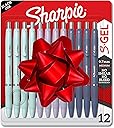 Sharpie S-Gel, Gel Pens, Medium Point (0.7mm), Assorted Fashion Barrels, Black Ink, 12 Count - Office, Teacher, School Supplies