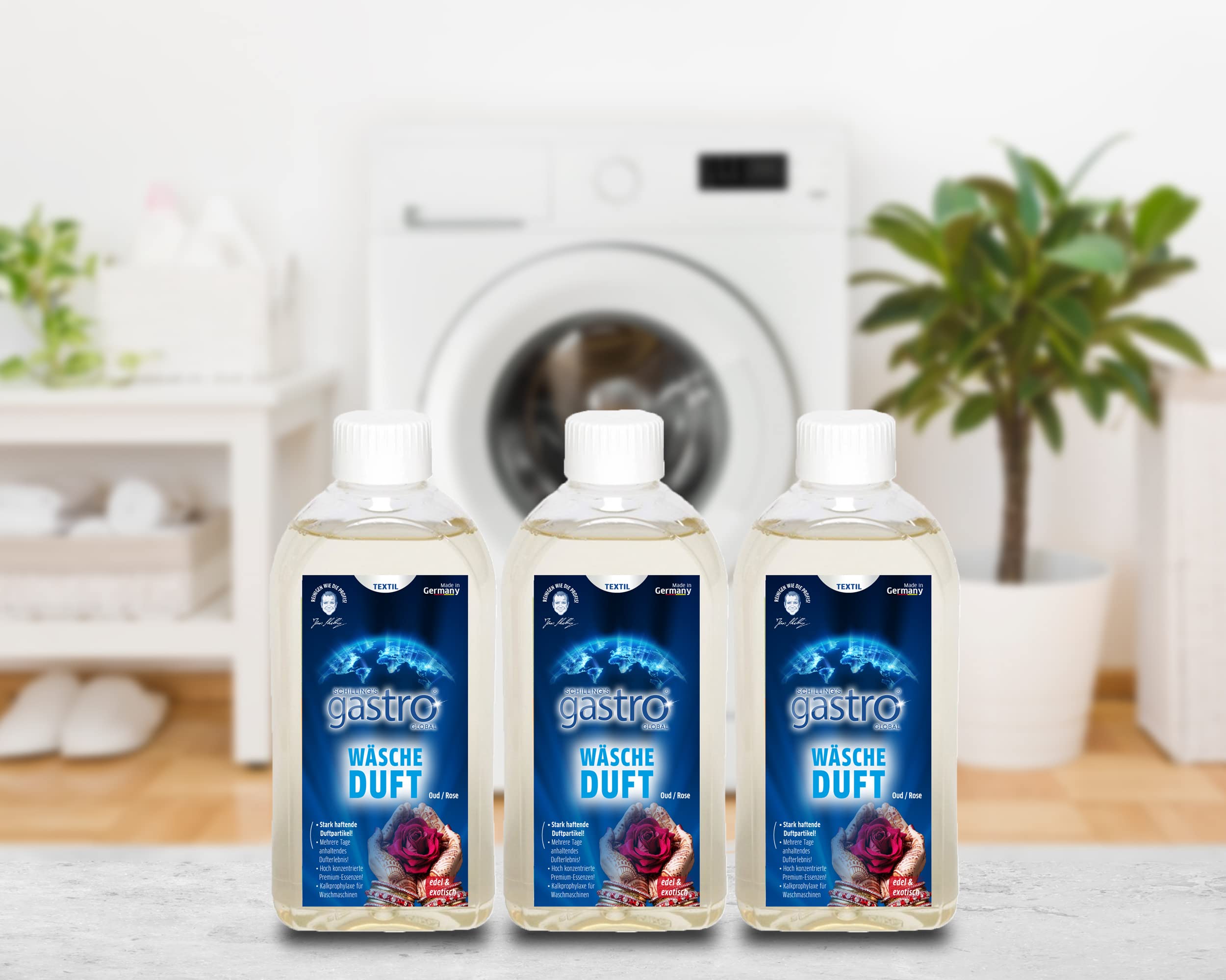 Schilling's gastro Global Wäscheduft für die Waschmaschine - Geruchsentferner mit Wäscheparfüm für die gesamte Waschladung- 3x500ml (Fresh Cotton)