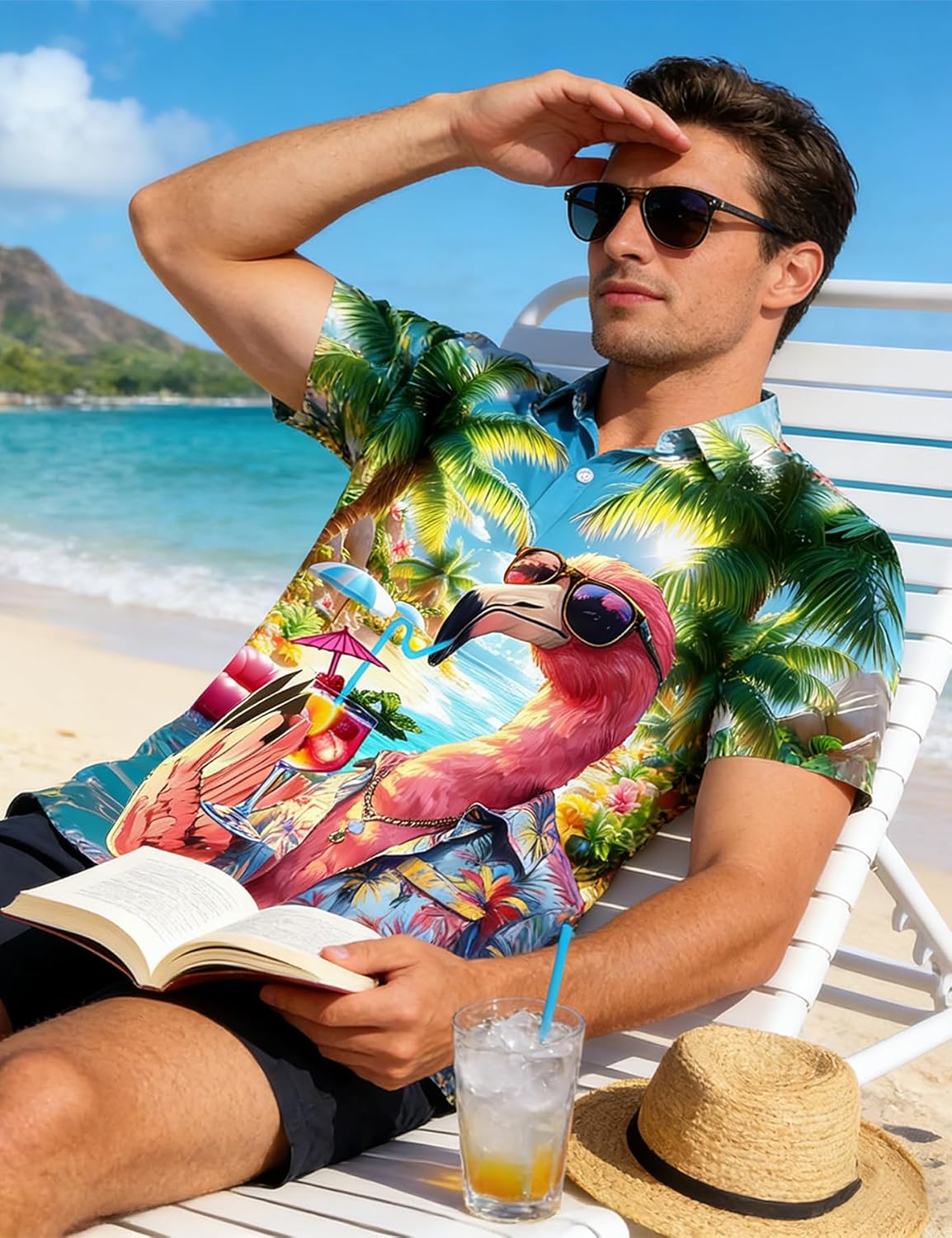 Fanient Mens Hawaiian Shirt Summer 3D Print Casual Short Sleeve Button Down Graphic Aloha Dress Shirts - Image 2