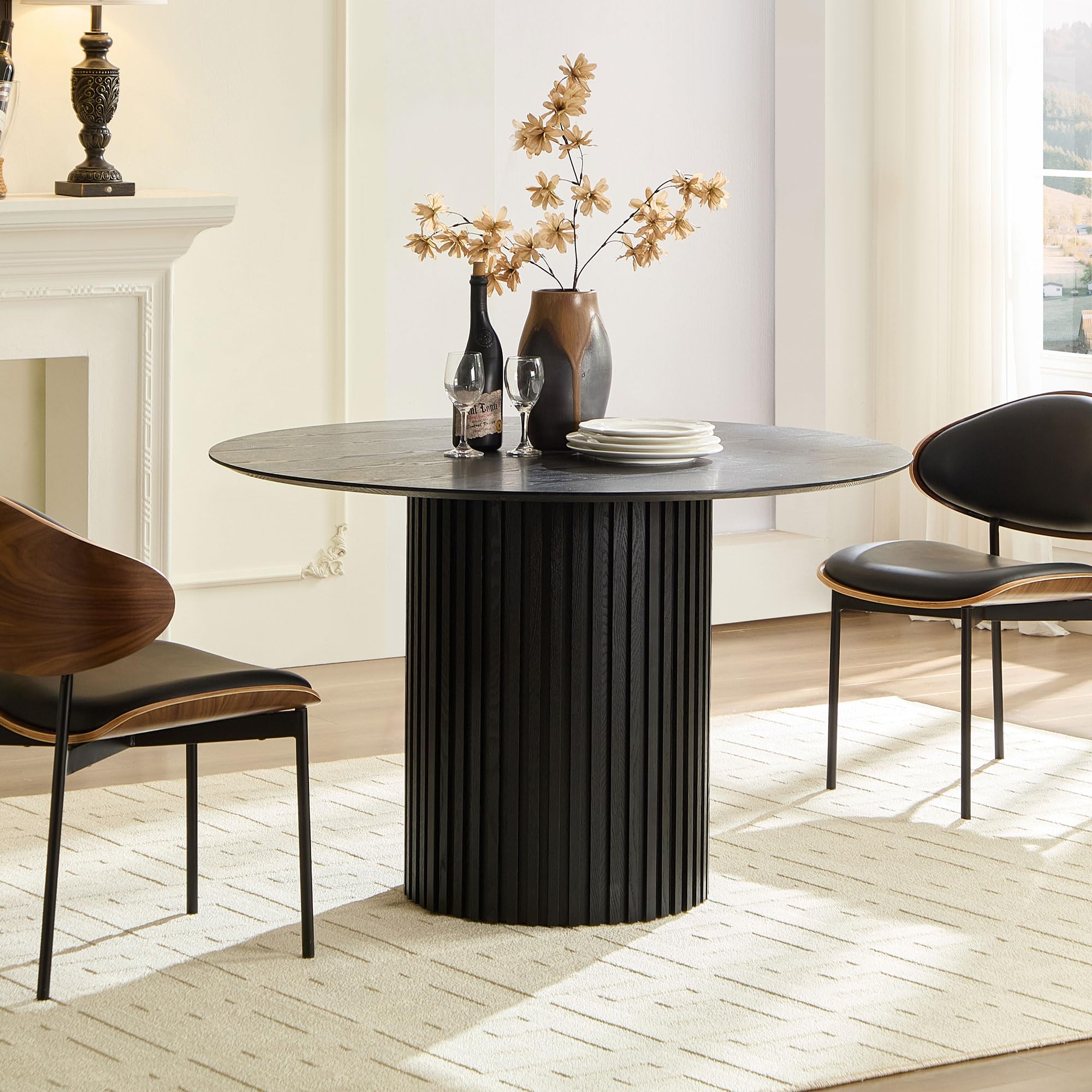 SCANORDIC 46 Inch Solid Wood Round Dining Table