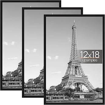 Americanflat 12x18 Poster Frame with Polished Plexiglass - Streamline Collection - Thin Border Picture Frame for Wall Display - Hanging Hardware Included - Natural Oak