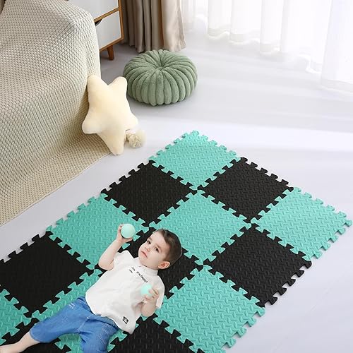 Miniatura 7 de Coolcandy Tapete de juego de espuma (16 piezasjuego), tapete de juego multicolor para bebé, tapete de espuma EVA no tóxica entrelazada, tapete de