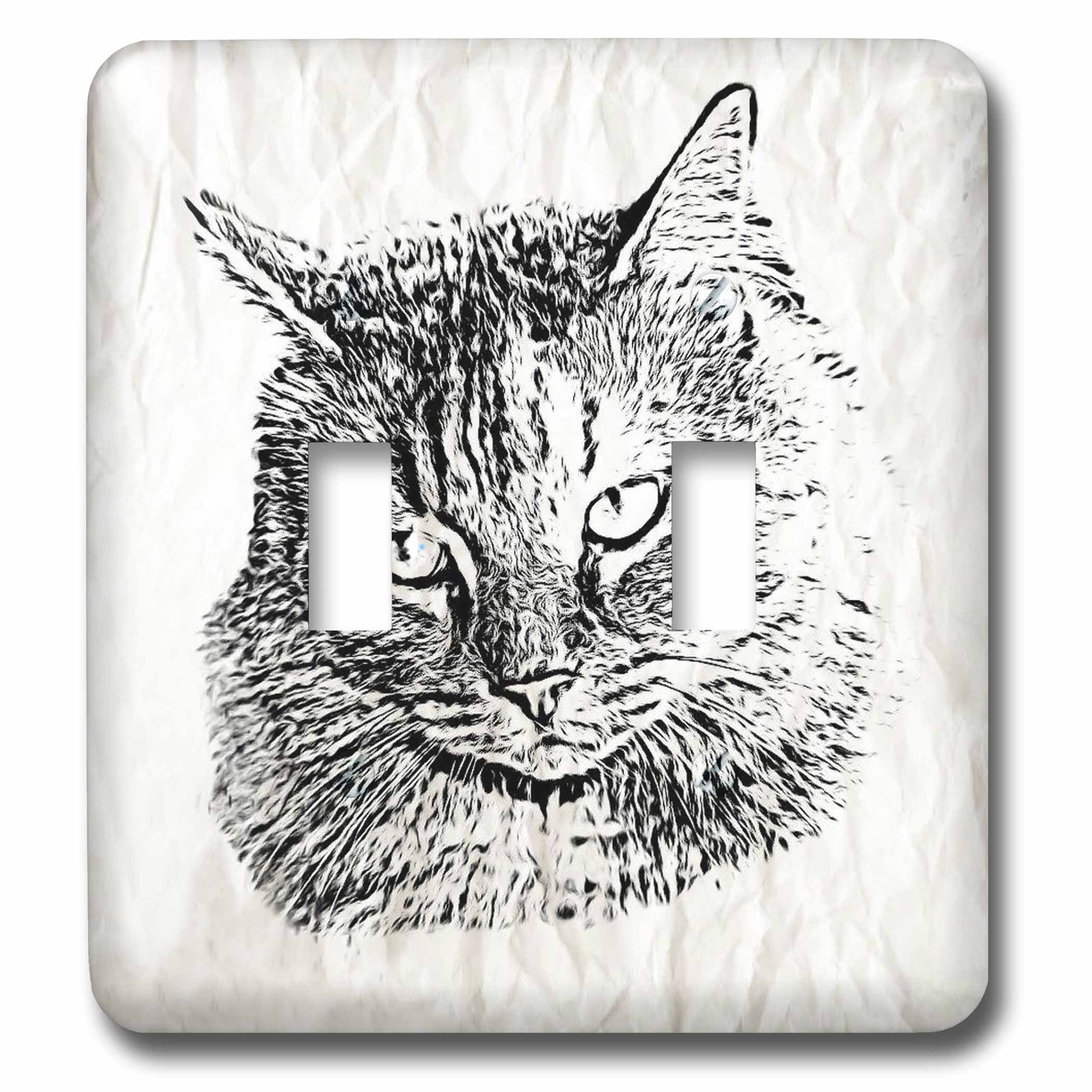 Interrupteur à bascule double pour remplacer les plaques ternes motif chat