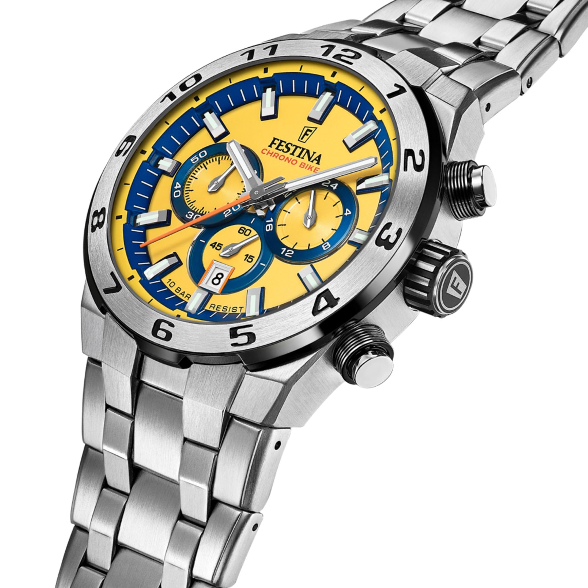 Festina Herrenuhr Chrono Bike Blau mit Edelstahlarmband