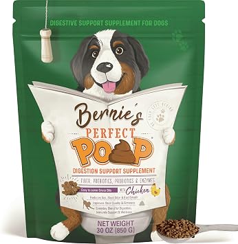 Bernies Perfect Poop 4-in-1 Dog Digestion Supplement, Chicken, 30 oz