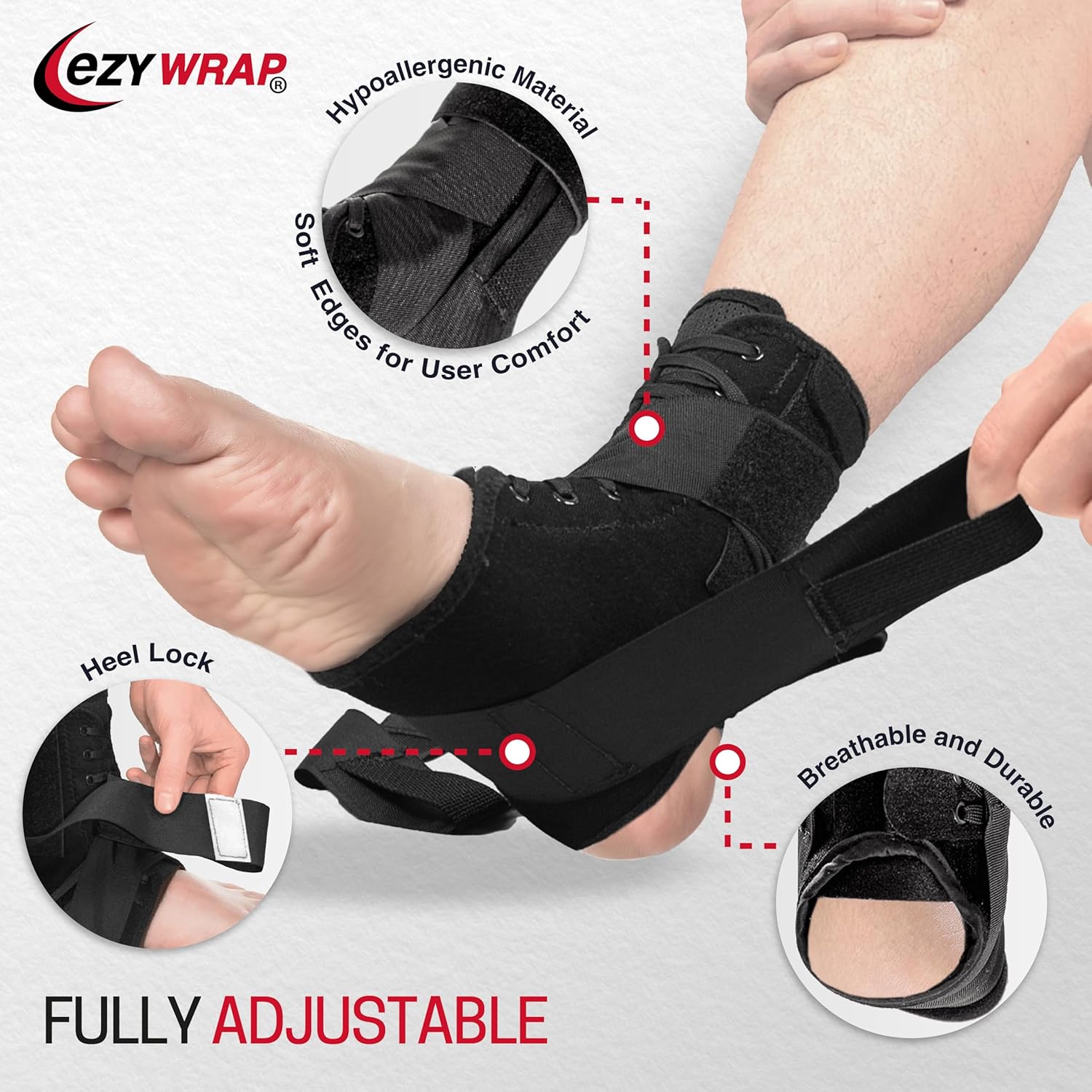 Speed Lacer Ankle Brace Orthosis – Compression Ankle Support Brace with Speed Lacing Tabs & Figure 8 Wrap – Breathable & Hypoallergenic Design (Extra Small)