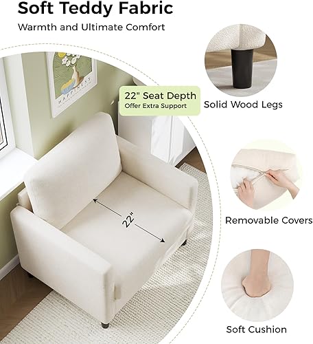 Miniatura 3 de Silla decorativa para sofá, silla de lectura de 33 pulgadas para dormitorio, sillas de sala de estar de instalación sin herramientas, cómodas sillas