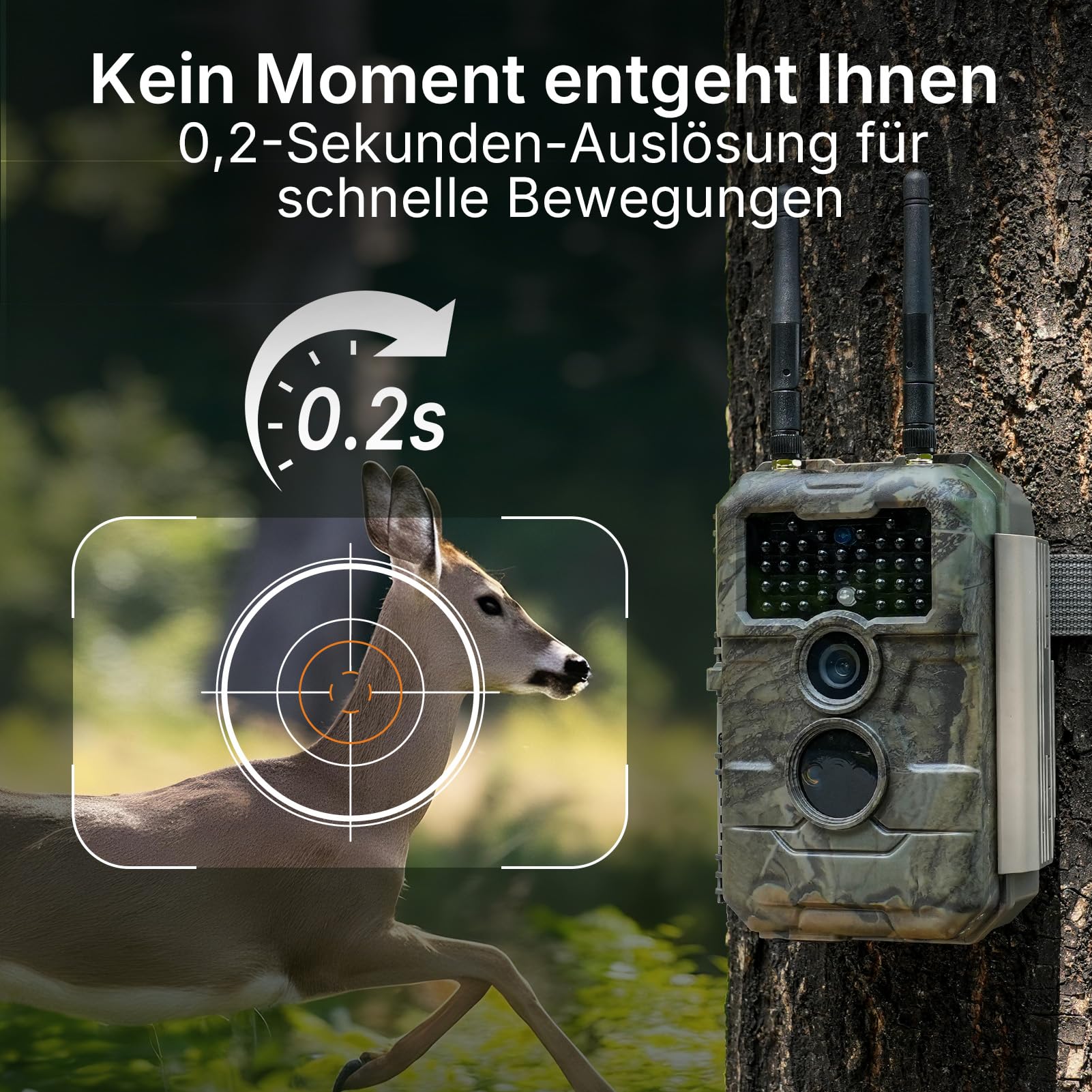 GardePro E6 2.0 Pro 4K Wildkamera WLAN mit 7800mAh Akku und 64GB SD Karte, 64MP Wildkamera mit Handyübertragung App, Wildtierkamera mit Bewegungsmelder Nachtsicht, 0,2s Schnelle Trigger, IP66