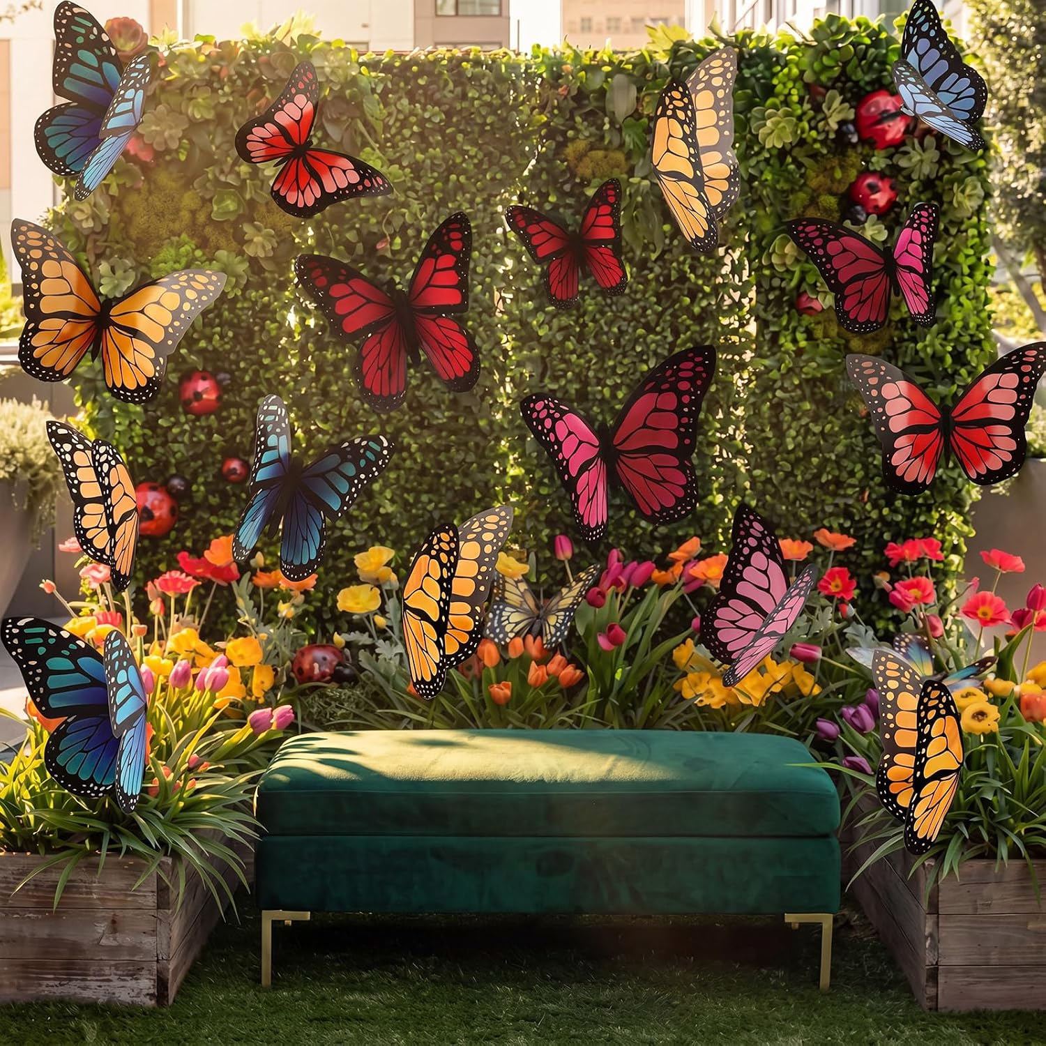 Lerheedi 18 Pcs Large Butterfly Party Decoration 2 Sizes 3D Paper Butterfly Wall Decor Vibrant Hanging Butterflies for Birthday Baby Shower Wedding Decoration, Paper Flower for Wall Decor