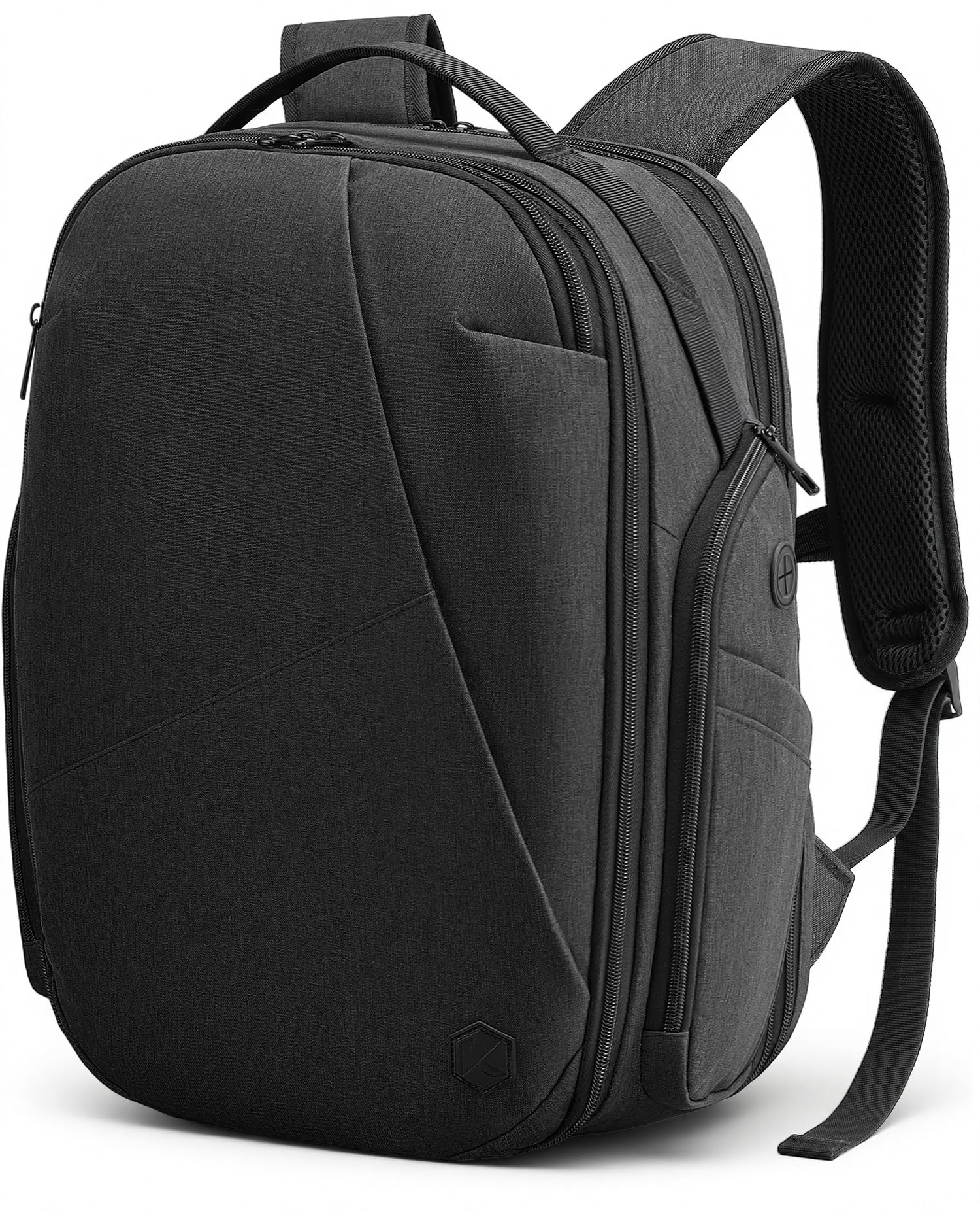 VANKEV Mochila de Viaje Expandible Equipaje de Mano para EasyJet Bolsa PC | 30L-38L, Gran Capacidad, Mochila Ligera para Portátil 17", Mochila de Viaje Casual para Hombre y Mujer, Gris Basalto
