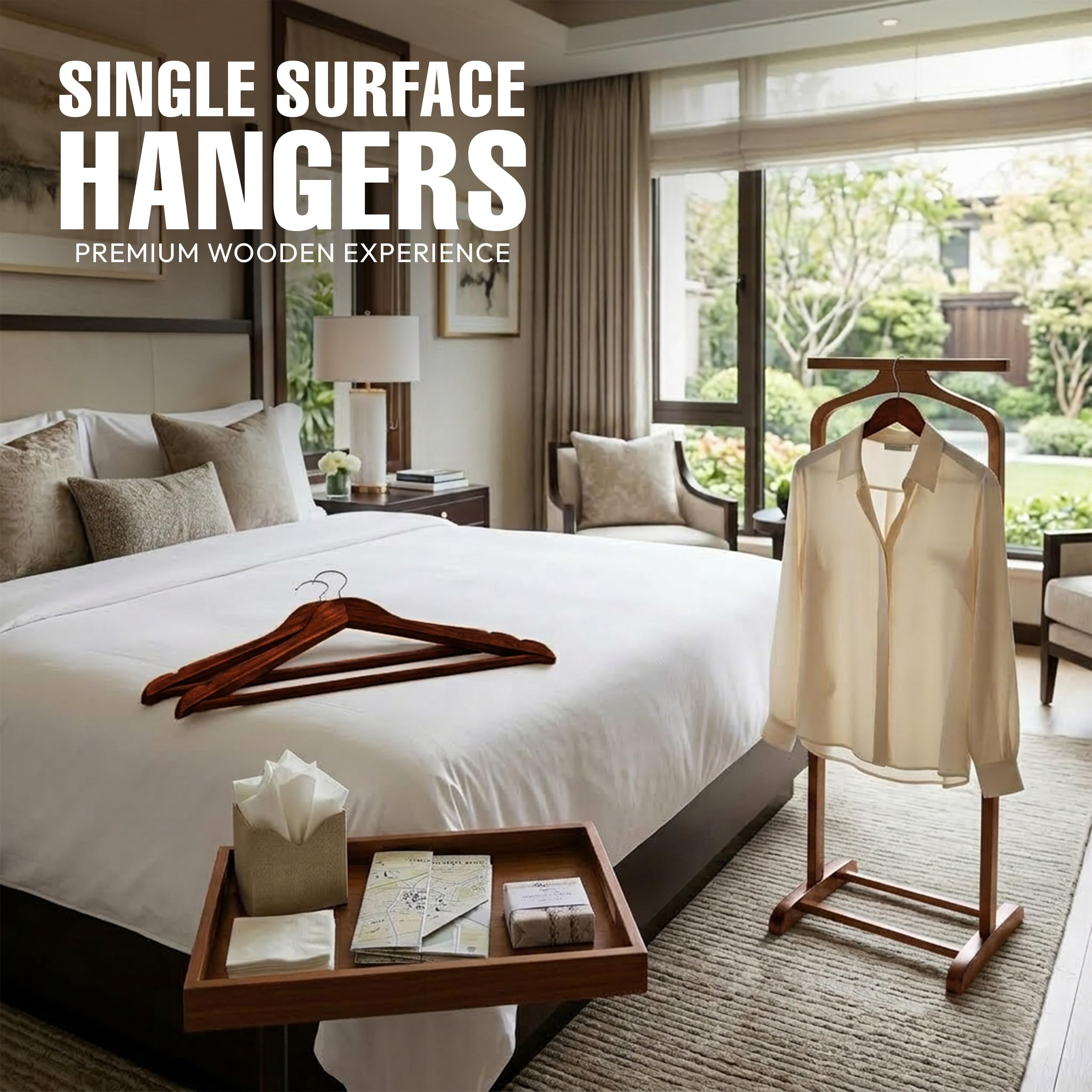 Utopia Home 20 confezioni di grucce in legno con barra per pantaloni e scanalature per le spalle, resistenti e sottili, design per cappotti, abiti, pantaloni e giacche, Marrone