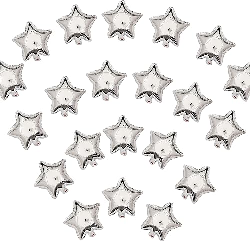 Globos de papel de aluminio con forma de estrella plateada de 5 pulgadas, 50 globos pequeños de Mylar para cumpleaños, baby shower, boda, decoración Globos de papel de aluminio con forma de estrella plateada de 5 pulgadas, 50 globos pequeños de Mylar para cumpleaños, baby shower, boda, decoración