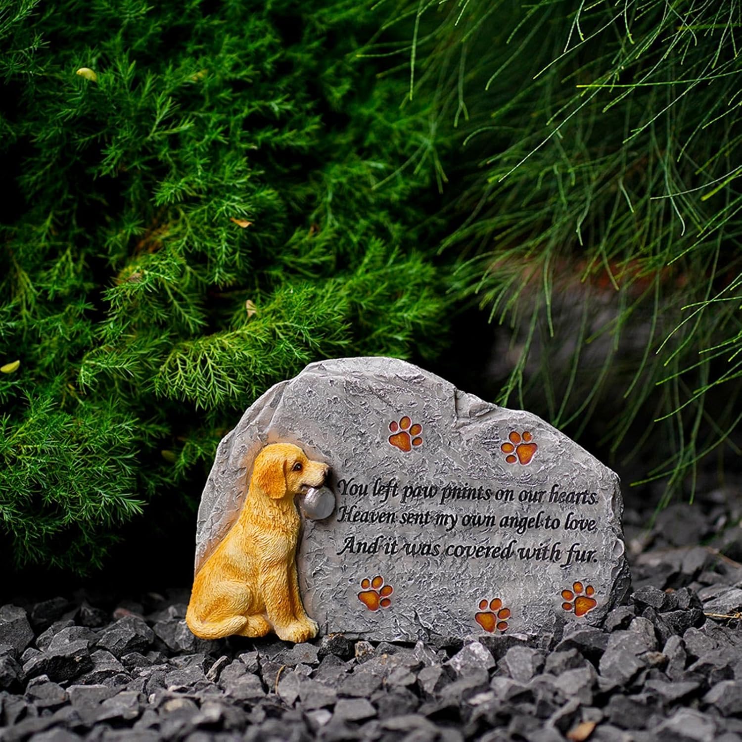 Resin Pet Memorial Grave Stone Dog Memorial Marker Plaques Cherish The Love and Connection with Your Pet
