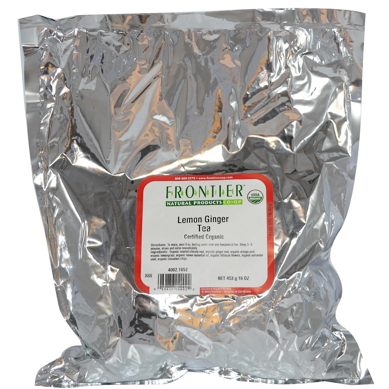 Frontier Herb Organic Tea Lemon Ginger, 16 oz