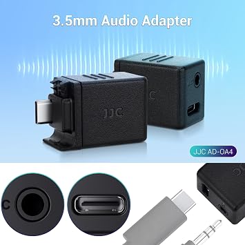 Osmo Action 6 Mic Adapter, 3.5mm Audio Mic Adapter for DJI Osmo Action 6 5 Pro 4, Supports Microphone Input, External Microphone Converter with Type-C(for Charging)Interface for Recording Vlogging