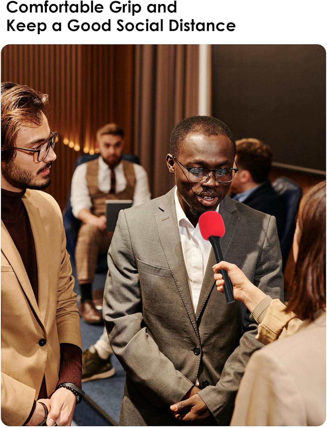 SUNMON Handheld Mic Stand for Rode Wireless Mic with Pop Filter(Red), Holder for Rode Go 2/Wireless Pro, Interview Microphone Adapter Handheld for Wireless Go/Wireless ME - Image 5