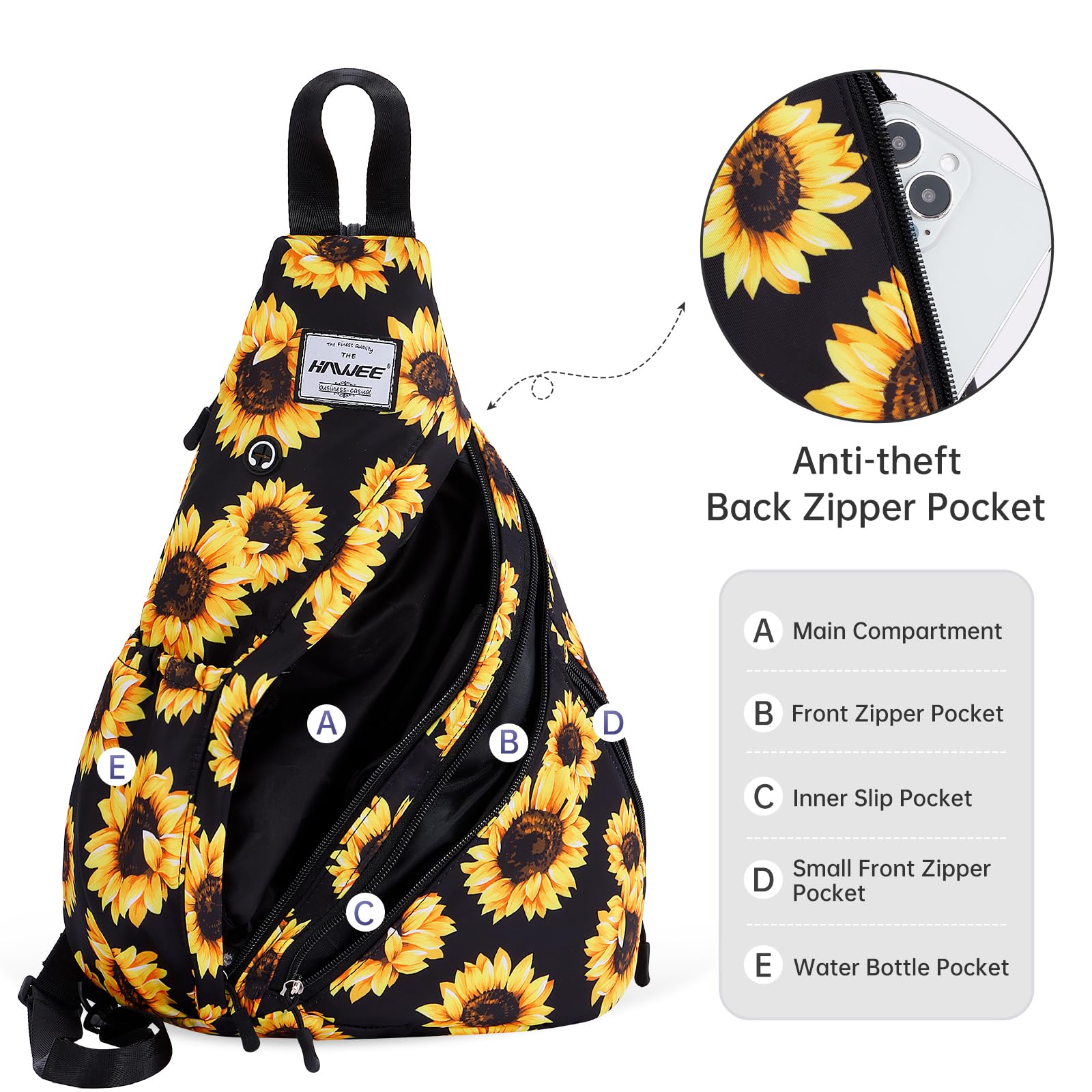 Mochila convertible para mujer, correa ajustable izquierda o derecha, mochila cruzada antiagua para viajes, deportes