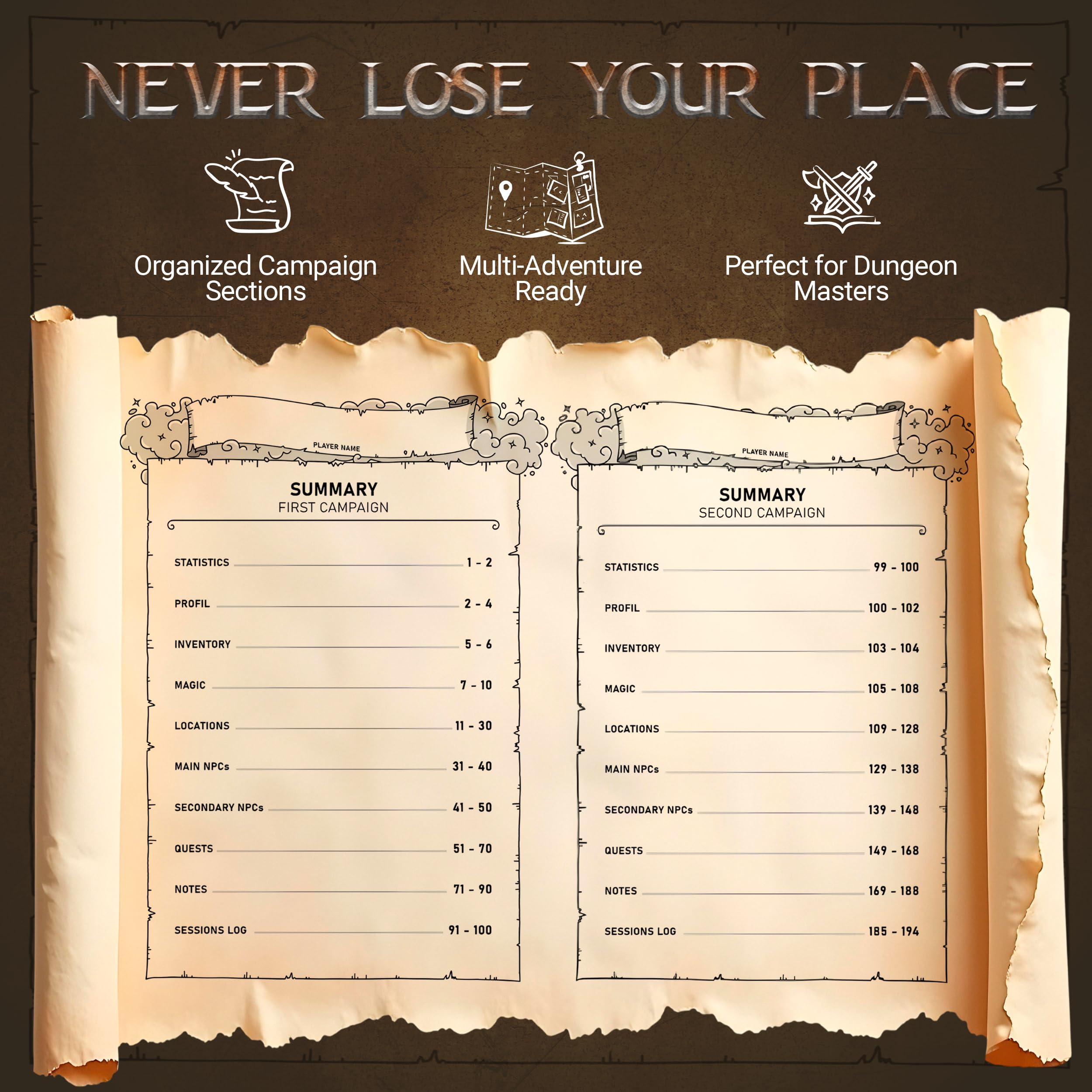 HORNATE DND-Zeichenblätter (200 Seiten A5) – DND-Journal, geprägtes Leder mit Drachenprägung für Dungeons & Dragons, DND-Notizbuch und Kampagnen-Tracker, DND-Charakter-Tagebuch, Geschenk für DM's und