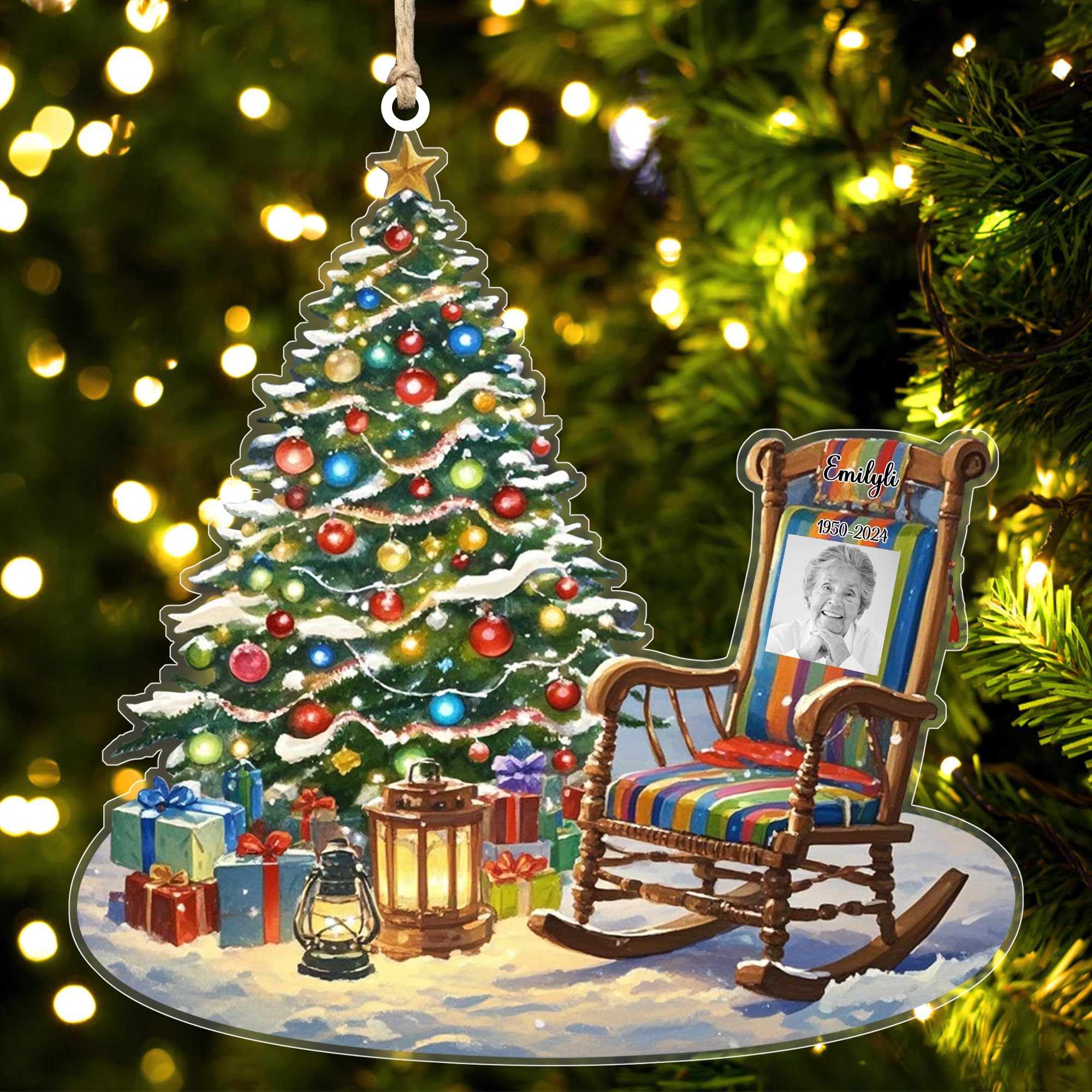 Personalized Christmas in Heaven Chair Ornament Custom Memorial Ornament for Loss of Loved One Sympathy Remembrance Bereavement Gifts Ideas