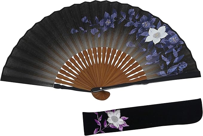 Amazon ハセガワ 扇子 黒桔梗 シルク扇子 京都職人 手作り 扇子袋付き 桐箱入り 日本製 和装小物 通販