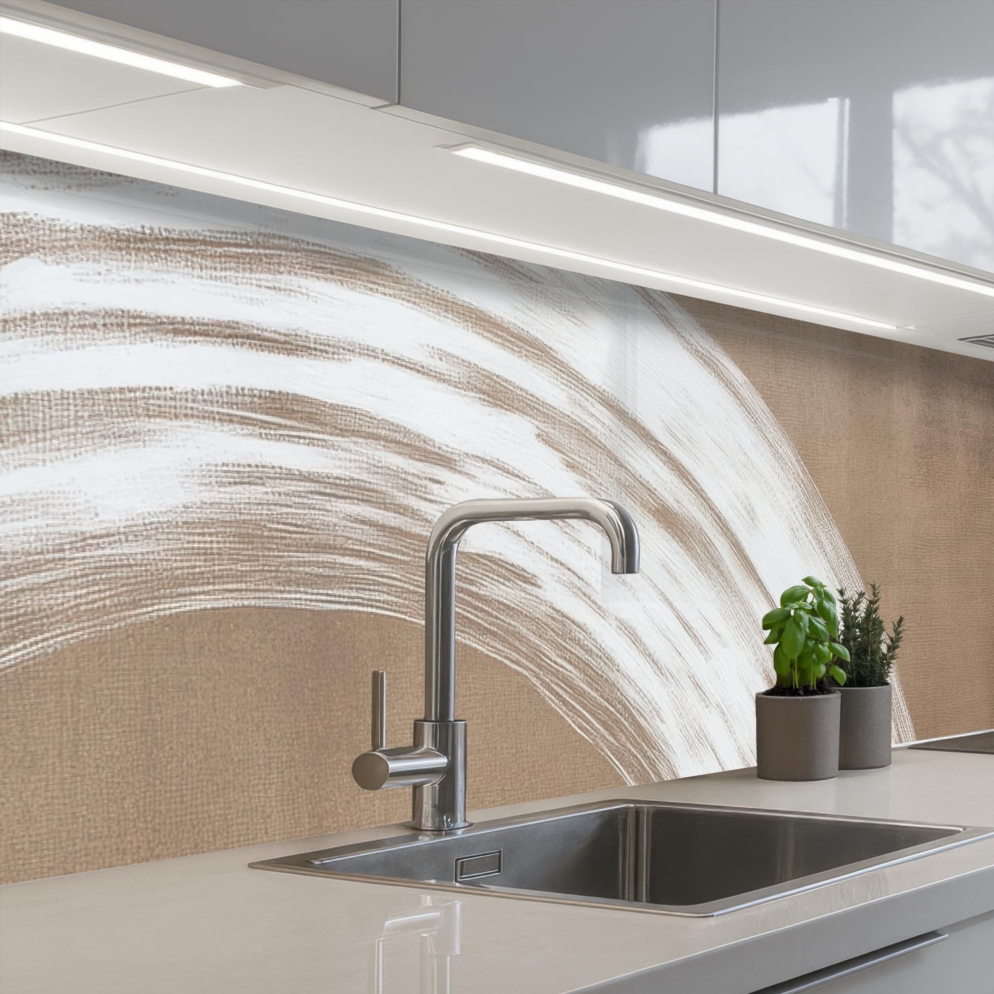 KitchenYeah© Splashback for kitchen 24"x98" / 60x250 cm self-adhesive Wall Protector Decor Panels Cooker Backsplash Paint - Brown - Japandi