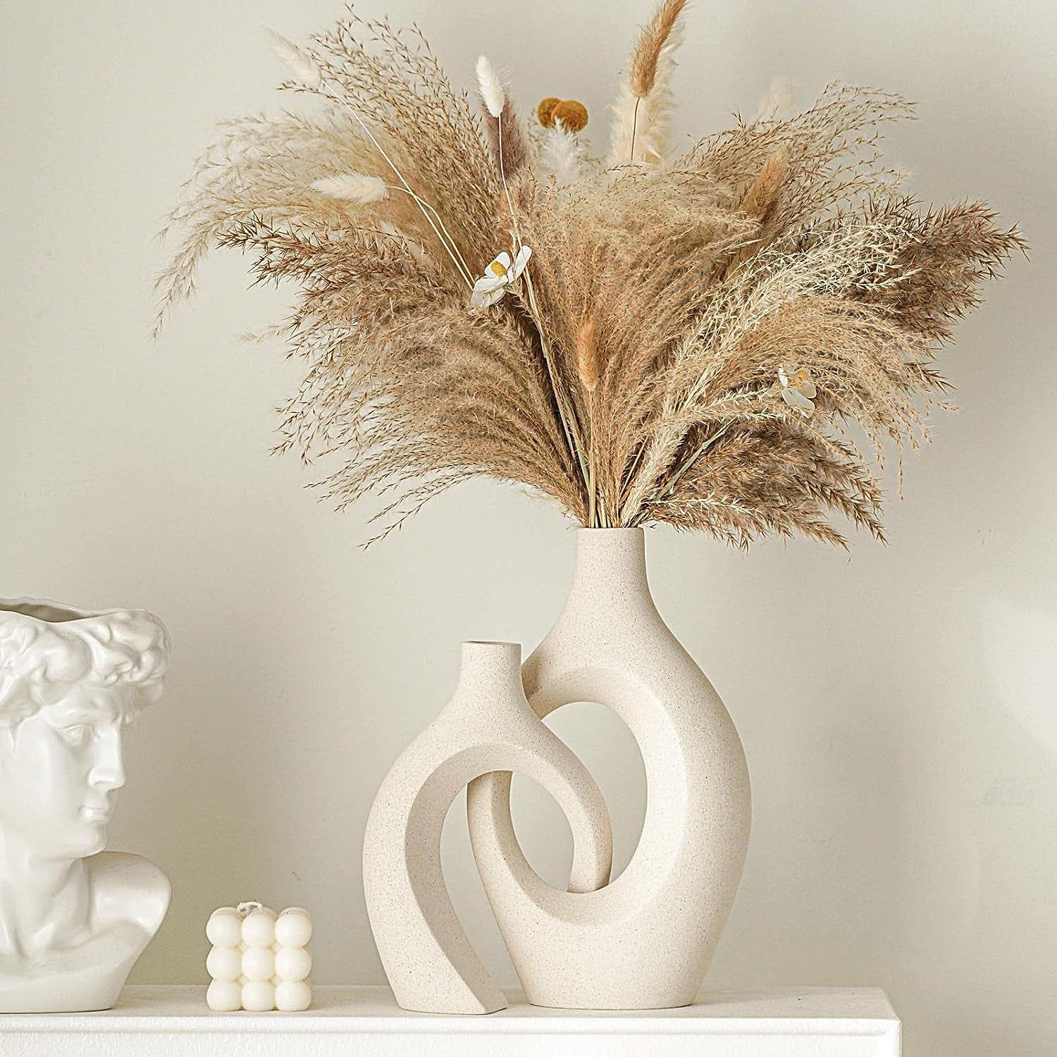 SIHIYA LIFE Arch Flower Vase Set - Large | Off White Vases | Modern Minimalist Flower Vase for Elegant Home Décor, Living Room Centerpiece, for Flower Arrangements| Gifting