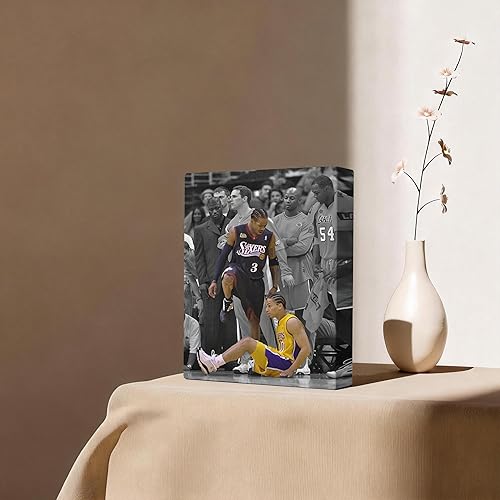 Miniatura 2 de Lienzo decorativo de pared de la NBA, Allen Iverson Step Over Tyronn Lue Iconic Moment, póster de baloncesto de los 76ers vs Lakers, ilustraciones