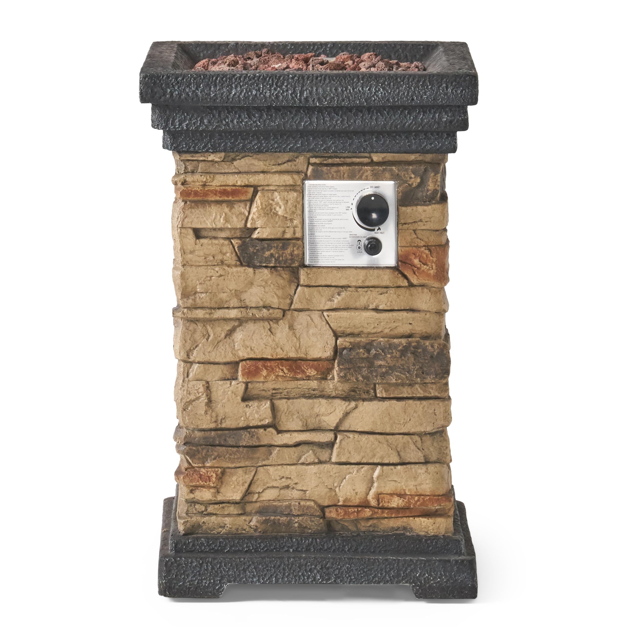 Chesney 19.50'' Stone MGO FIRE Column - 40,000 BTU