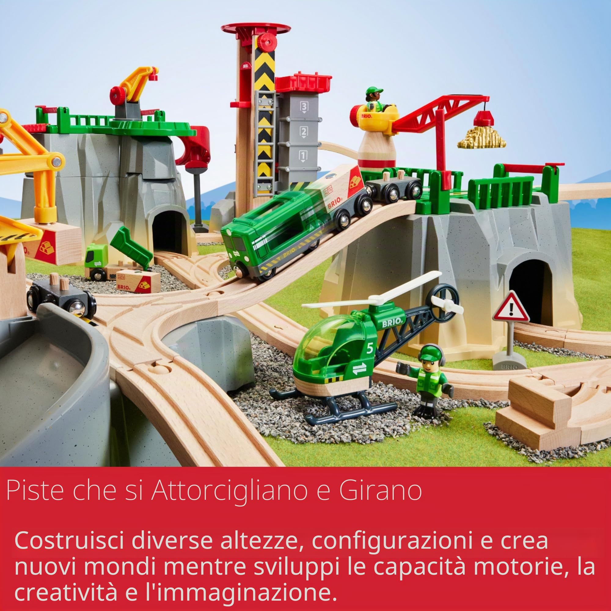 BRIO World 36010 Mountain Freight Set Deluxe - Divertimento ferroviario su più livelli con tanti accessori