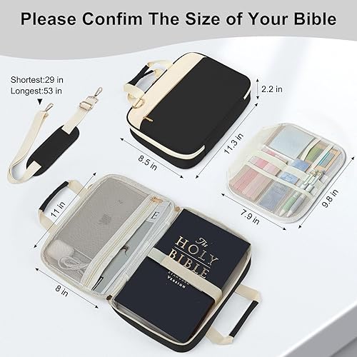 Miniatura 2 de Fundas para la Biblia para mujer, funda de transporte para la Biblia de gran tamaño, bolsa de Biblia de iglesia con asa acolchada, correa de hombro