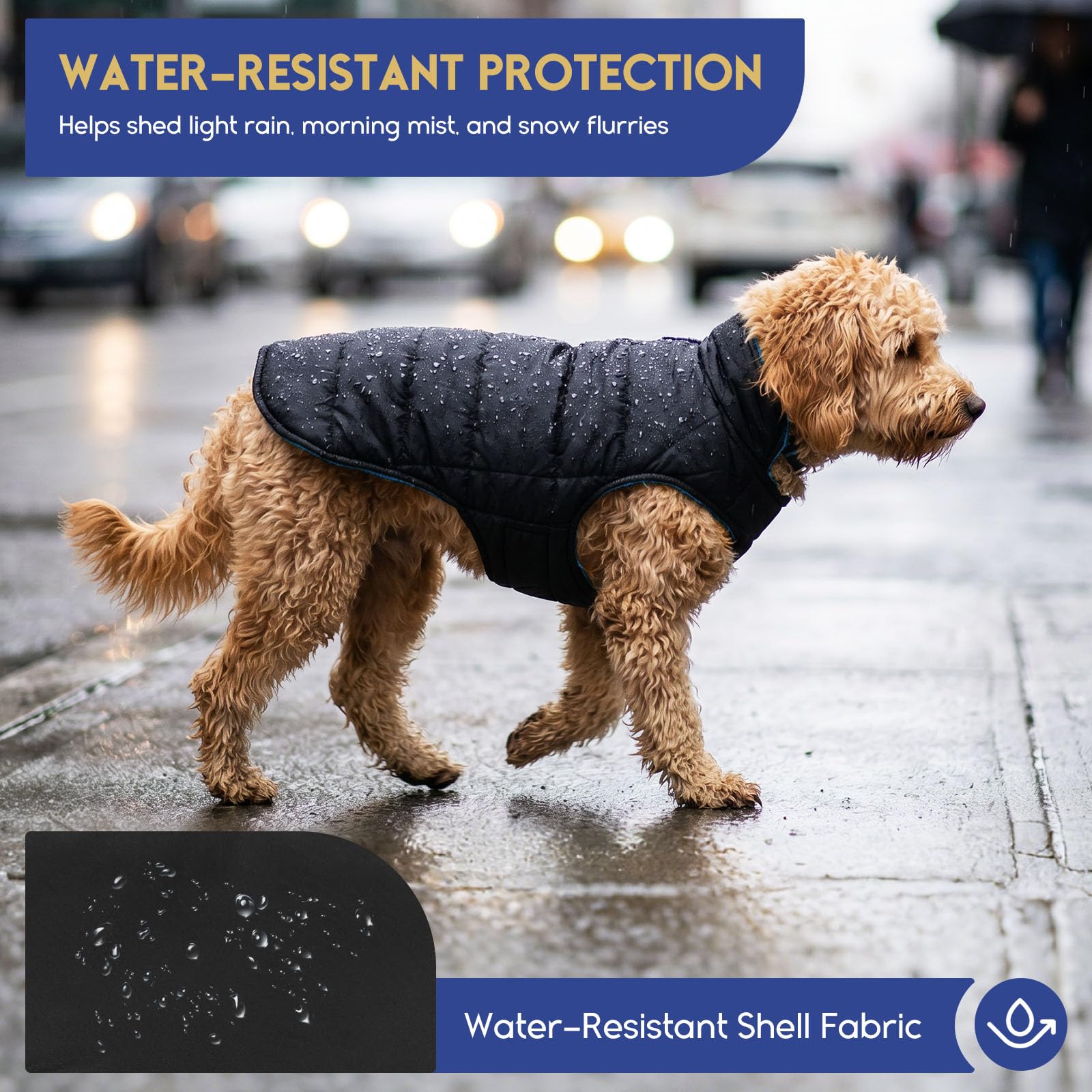 ASENKU Hundemantel Winter XL – Wasserdicht Hundejacke für Grosse Hunde | Warm gefüttert, Tasche, Klettverschluss, Doppelseitig. Winterjacken & Wintermäntel Ideal für Labrador, Golden Retriever