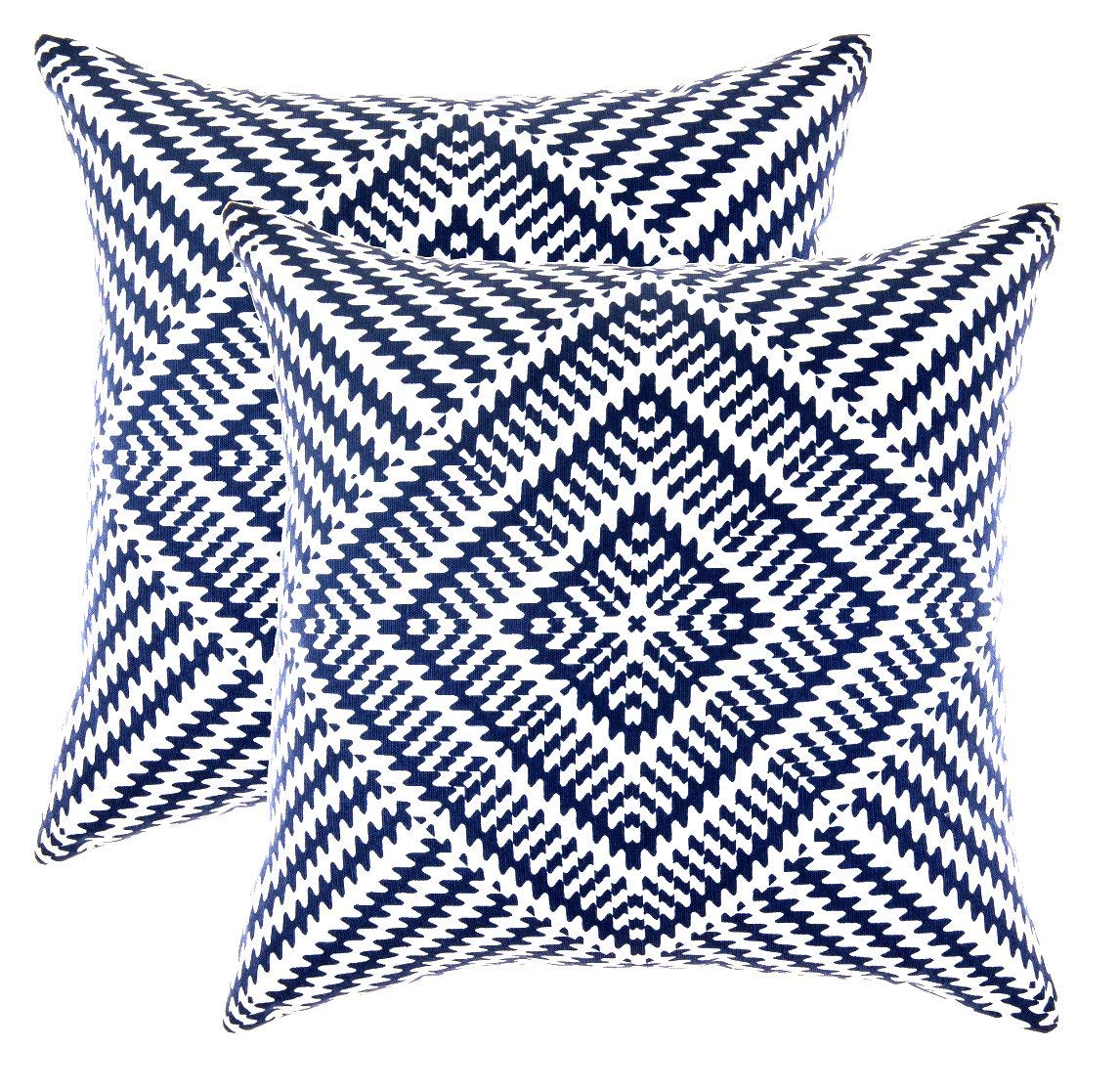 TreeWool - Pack de 2 - Caleidoscopio Acento Decorativo Fundas de cojín, 100% Algodón (50 x 50 cm, Azul Marino)