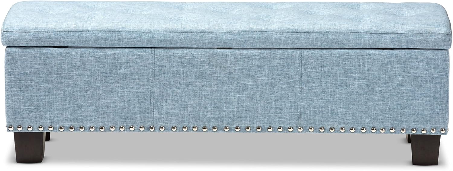 Baxton Studio Sandrine Modern and Contemporary Light Blue Fabric Button-Tufting Storage Ottoman Bench