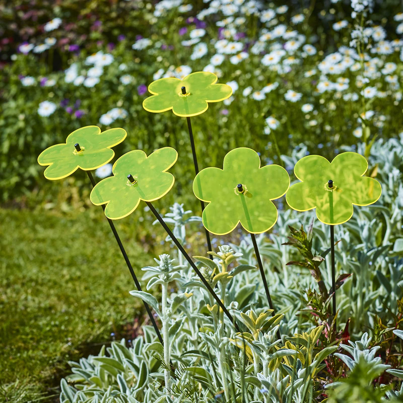 SunCatcher Garden Decor Vibrant Blossom Set of 5 Large Glowing Garden Stakes 75cm - Image 2