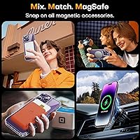 Vista 6 de TAURI Funda magnética 2 en 1 transparente para iPhone 14 Pro, compatible con Magsafe [no amarillenta] con protector de pantalla, protección de grado